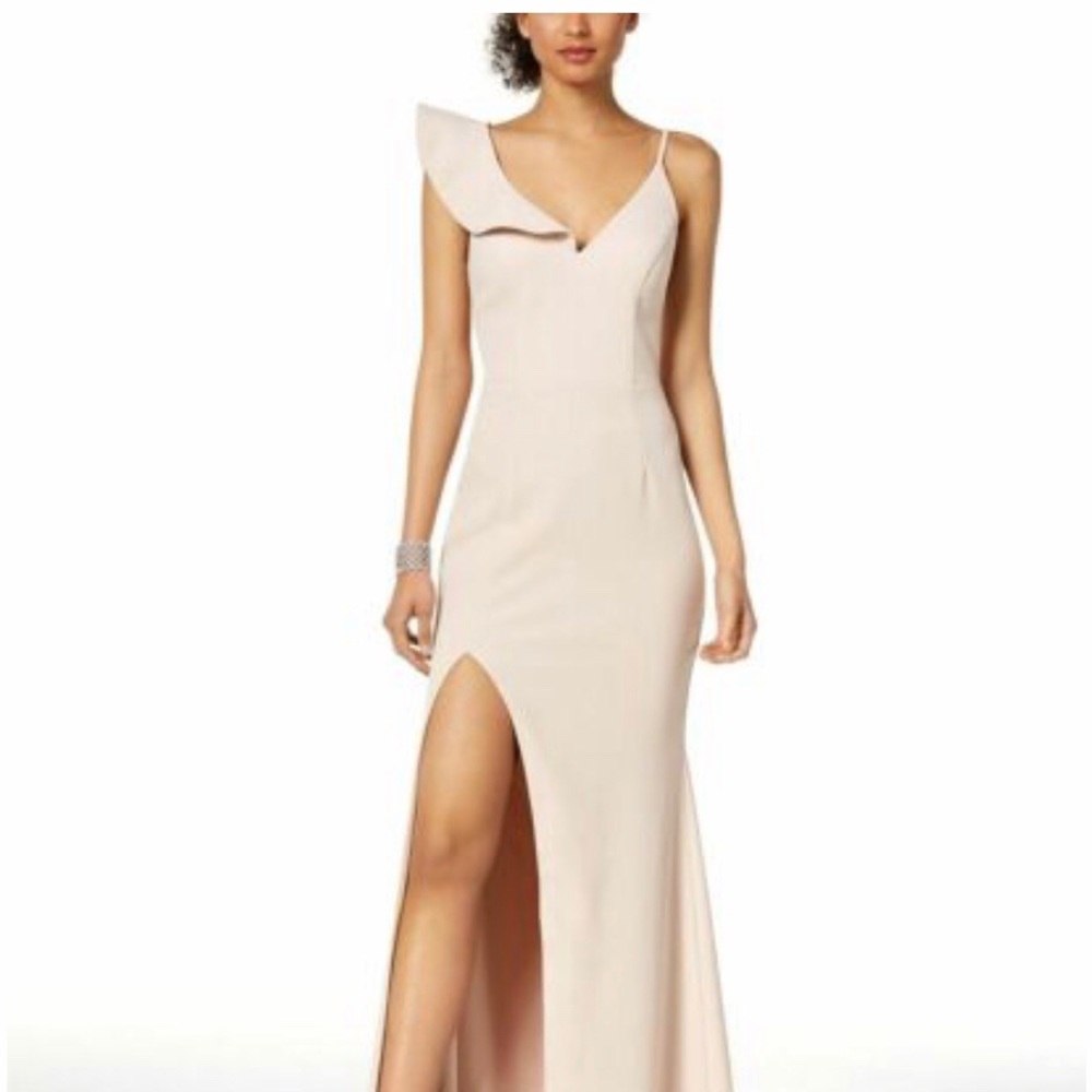 Xscape light pink ruffle gown